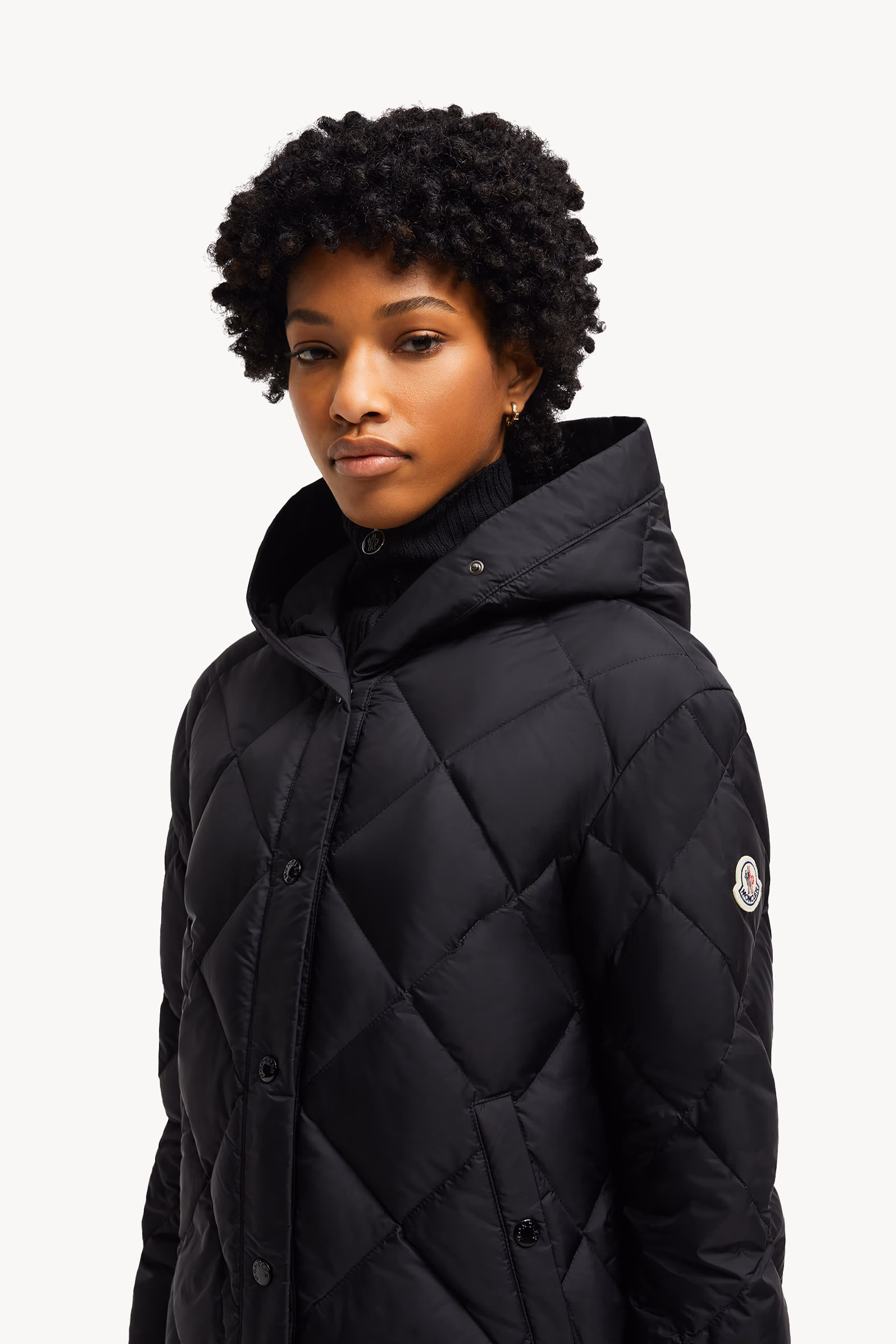 Arvouin Hooded Diamond-Quilted Short Down Jacket Black Moncler 4